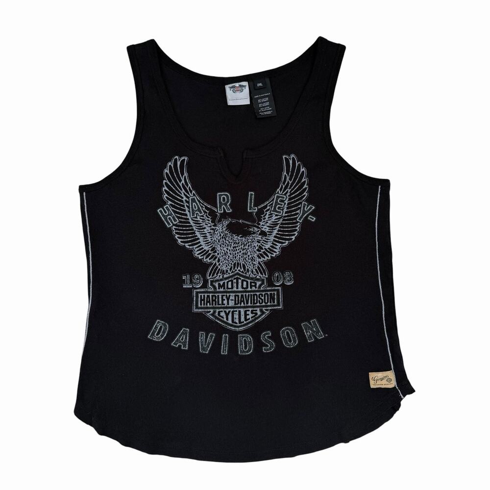 Vintage Y2K Harley Davidson Black Cotton Tank Top Women’s 2X